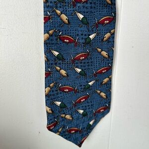Bob Timberlake Blue Silk Necktie with Fishing Lure Pattern